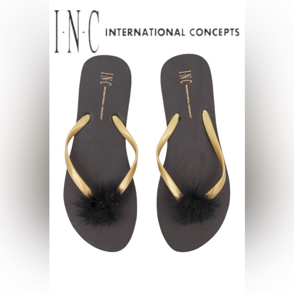 INC Women Plain Slip On Slippers, Black